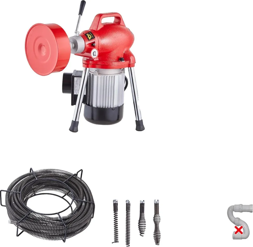 Machine à déboucher 250W : moteur puissant et câble longue portée 20m