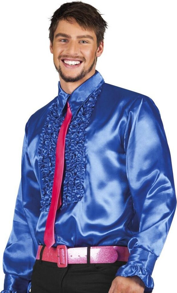 Schlagerstar Rüschenhemd blau Größe: M