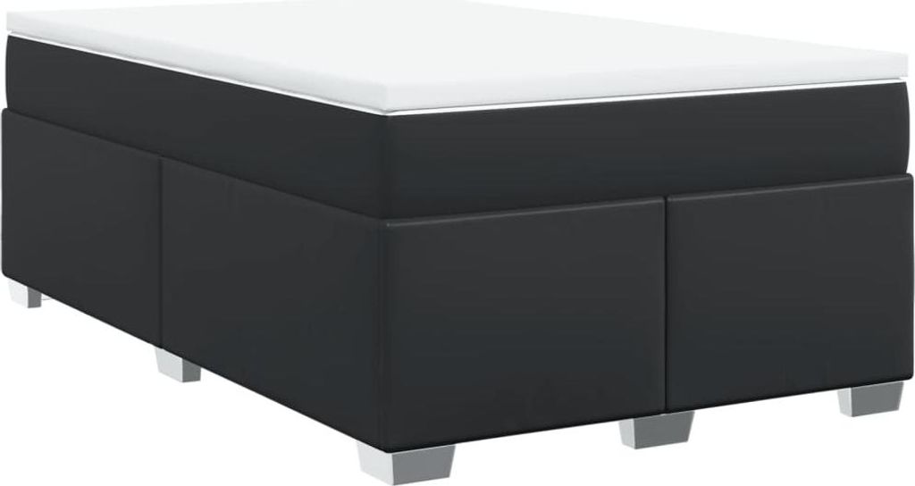 vidaXL Boxspringbett mit Matratze Schwarz 120x190 cm Kunstleder