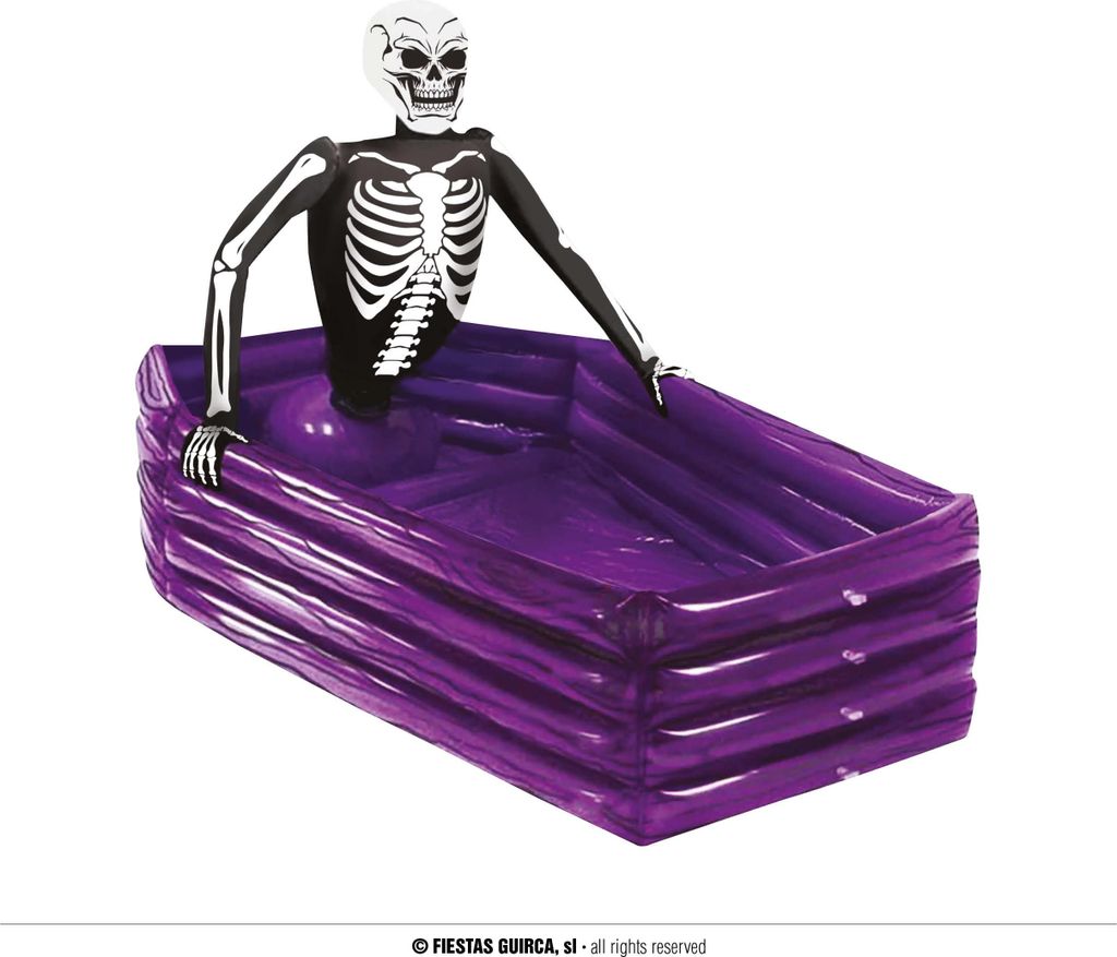 Skelett Fest Deko Aufblasbarer Sarg Kühler Halloween Requisite Party Deko Mit Gruselfaktor, Farbe: Lila