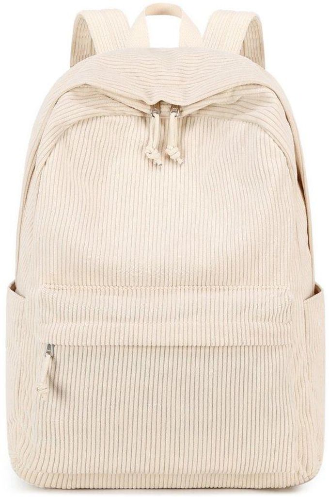 Großer Schulrucksack für Mädchen mit großen Büchertaschen, Laptop-Taschen und Reißverschluss, Beige, leichte Reisetasche für Mädchen und Fr...