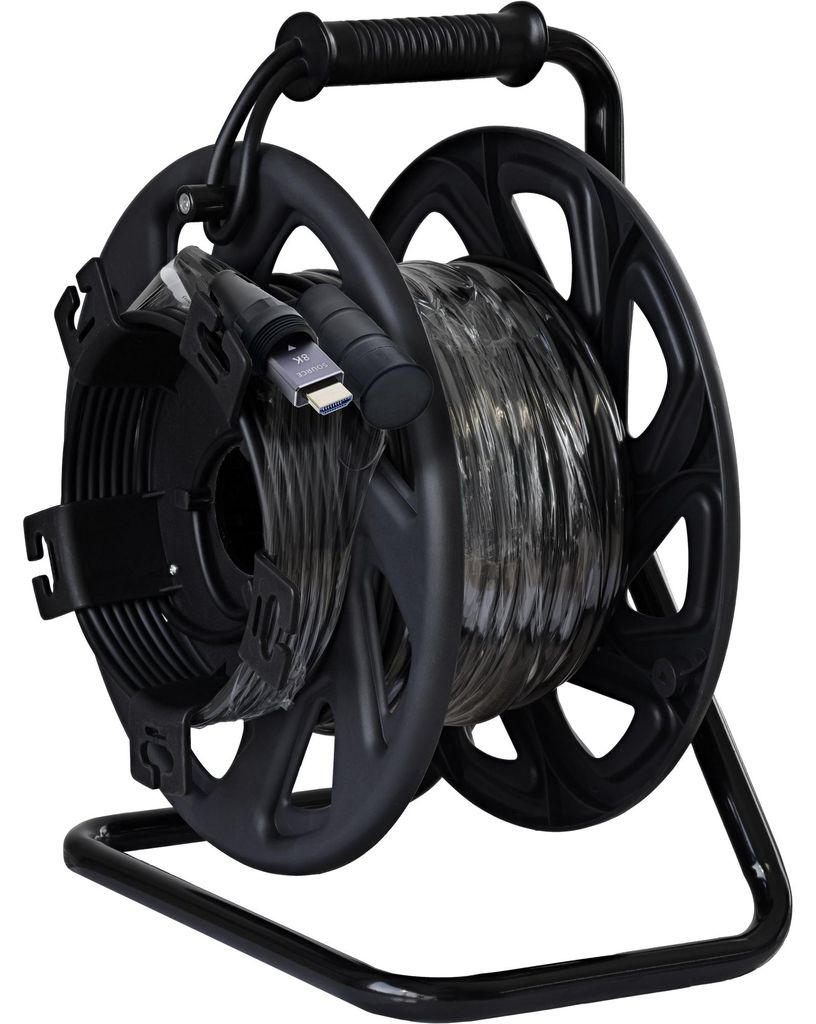InLine HDMI Kabeltrommel, AOC HDMI 2.1 Kabel, 8K/60Hz, armiert, schwarz, 50m