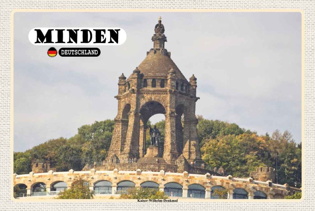 vianmo Holzschild 20x30 cm Minden Kaiser-Wilhelm-Denkmal Bildmotiv Reisemotiv Abenteuer Reisen