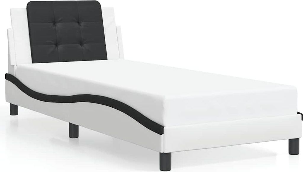 vidaXL Bettgestell ohne Matratze "Zadar" Weiß und Schwarz 90x190 cm Kunstleder