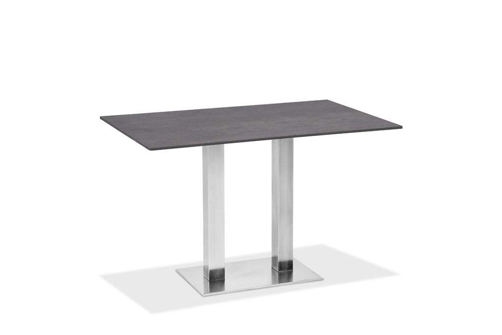 Gartentisch Bistrox 138x95 Tischplatte HPL Beton Gestell Edelstahl Gebürstet