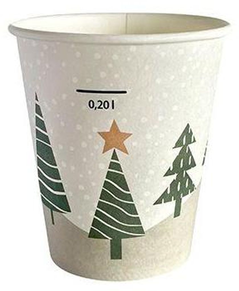 1000 Glühwein Becher Trinkbecher 0,2 l Pappbecher "Winter Produktbild 