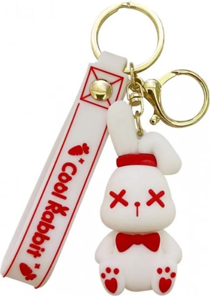 Portachiavi Coniglio Flamenco Mystique Bianco | Accessorio Charm 7,5x3,5cm