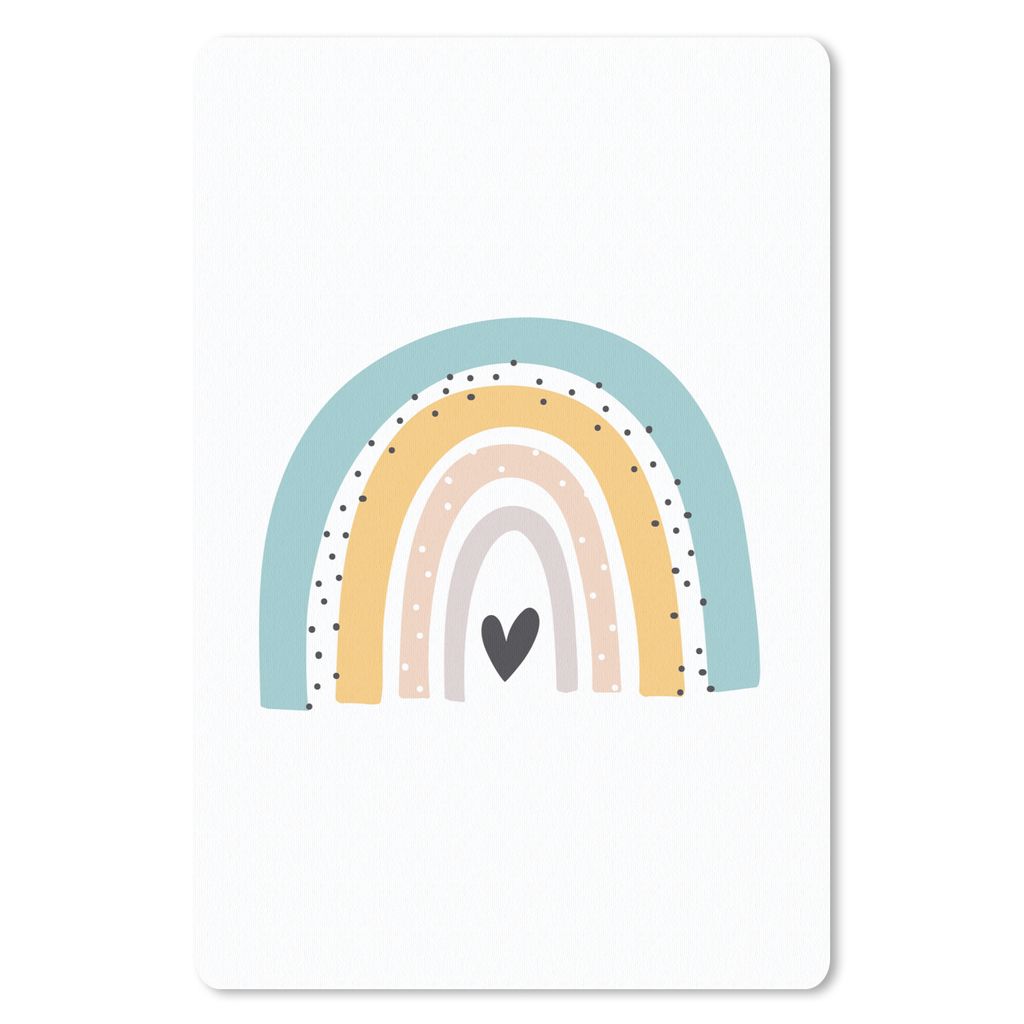 MuchoWow Mauspad Mousepad Regenbogen - Mädchen - Jungen - Herz - Pastell 18x27 cm - Mousepads - Maus Mat - Pad - Mausunterlage