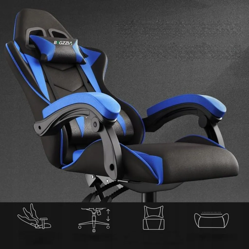 Fauteuil de jeu ergonomique X25F00K042 réglable inclinable noir bleu