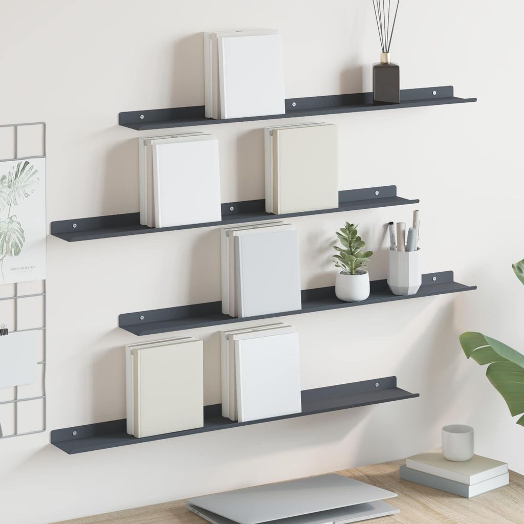 Maison Exclusive - Schwebendes Regal 4 pcs Anthrazit 80 x 9 x 2,5 cm Stahl