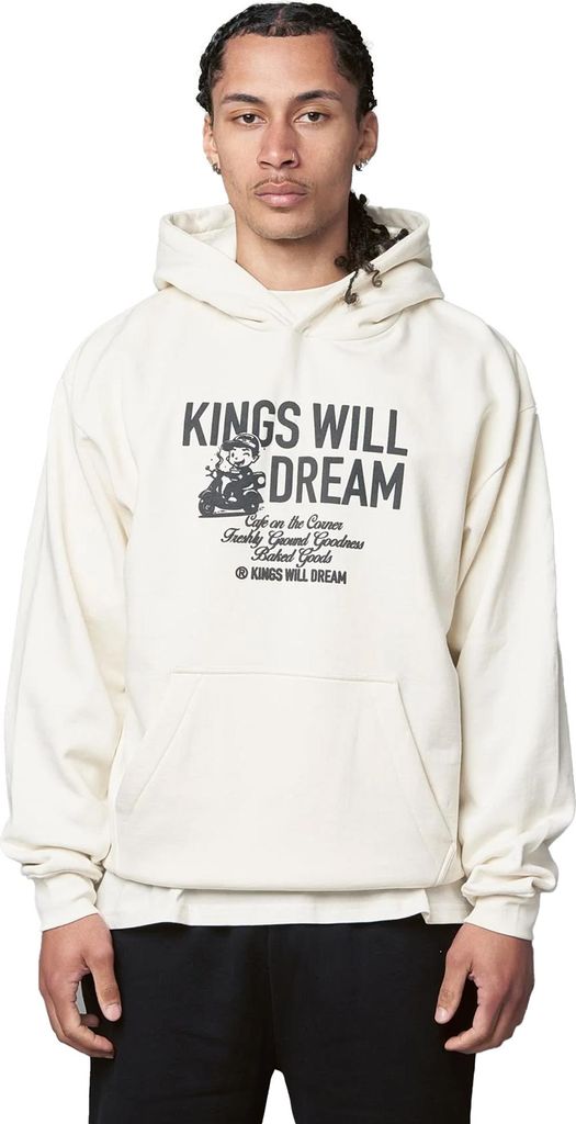Kings Will Dream - "Studio Cafe" Kapuzenpullover für Herren, Rückseitiger Aufdruck BG2181 (XL) (Naturweiß)