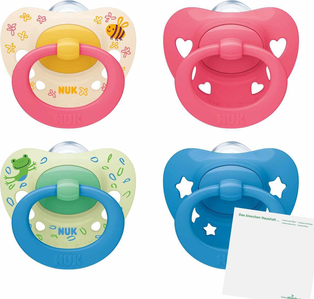 NUK Signature Silikon-Schnuller 18-36m (1x Packung mit 2 Schnullern) + usy Block