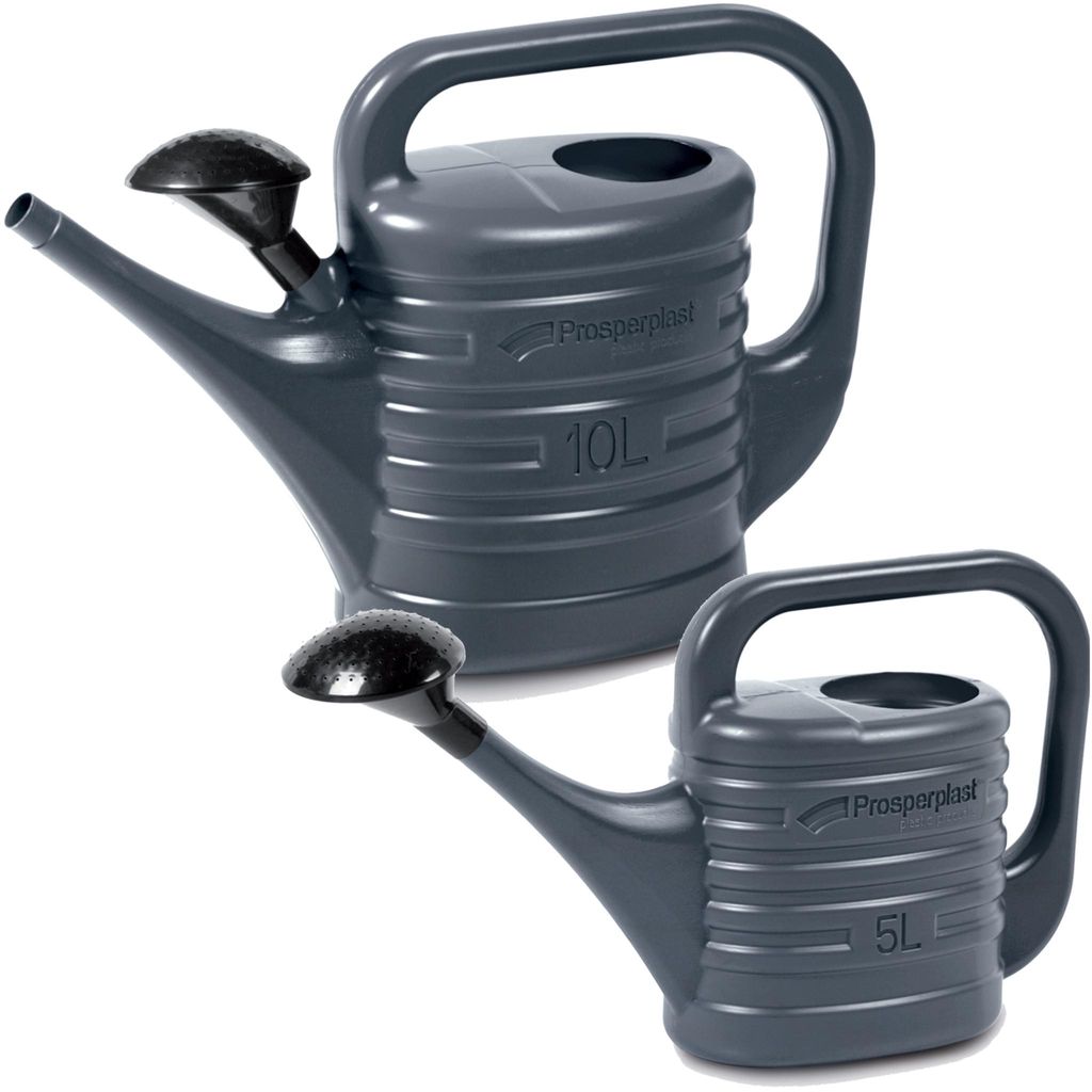 Prosperplast Gießkanne Set 1x 5L, 1x 10L mit Brausekopf, Anthrazit Kunststoff