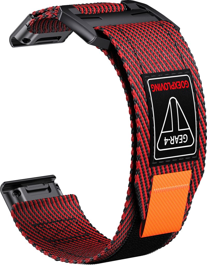 INF 26mm Schnellverschluss-Armband aus gewebtem Nylon für Garmin Uhren Rot