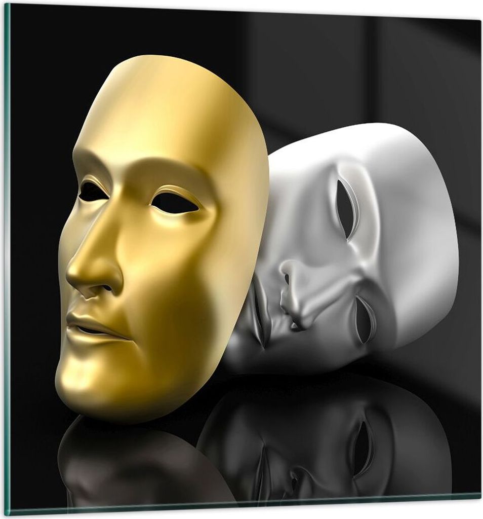 Bilder auf glas - Maske Theater Bühne Schauspieler - 50x50cm - Glasbilder - Wandbilder - Kunstdruck - zum Aufhängen bereit - Wanddekoration aus G...