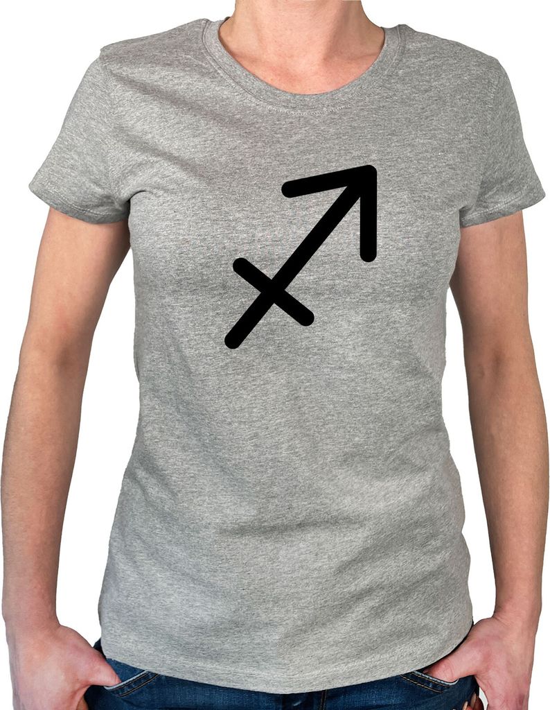 Huuraa Damen T-Shirt Schütze Sternzeichen Zeichen XS Sport Grey Bio Baumwolle Fairtrade Damenshirt Geschenkidee