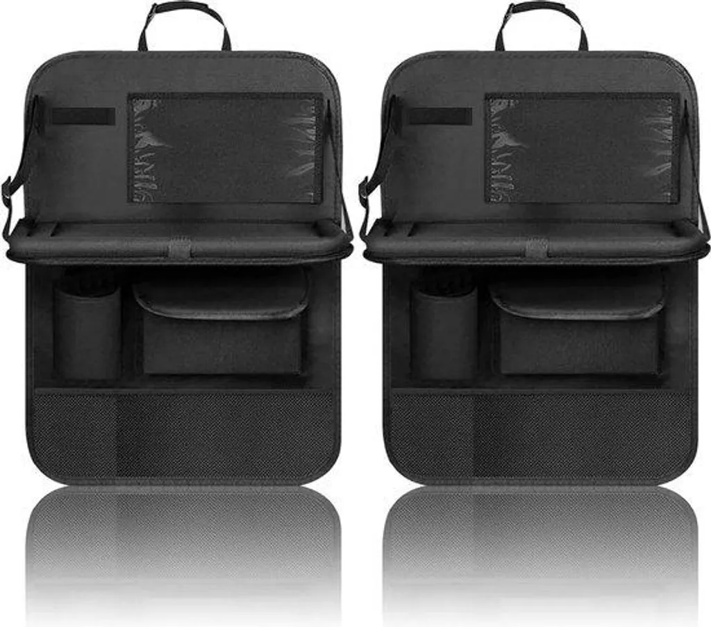 Organiseur de Voiture en Tissu Oxford 600D Noir avec Tablette Rabattable