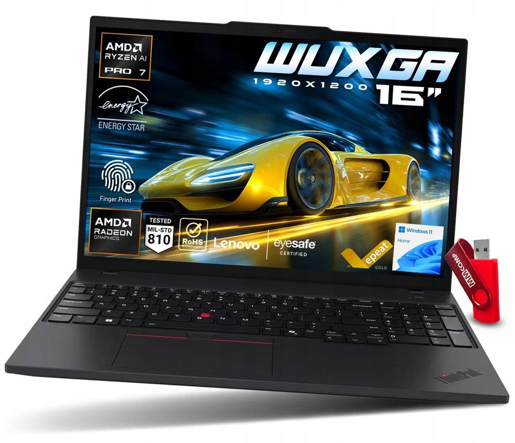 Laptop Lenovo ThinkPad T16 G4 Ryzen AI 7 64GB 1TB SSD WUXGA IPS NIEZAWODNY