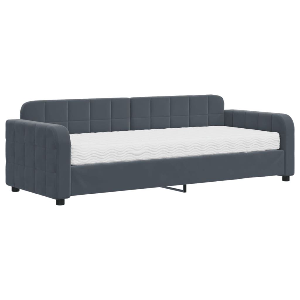 "im Sonderangebot"Tagesbett - Einzelbett/Jugendbett mit Lattenrost - mit Matratze Dunkelgrau 80x200cm Samt - Klassische Betten DEMöbel135267