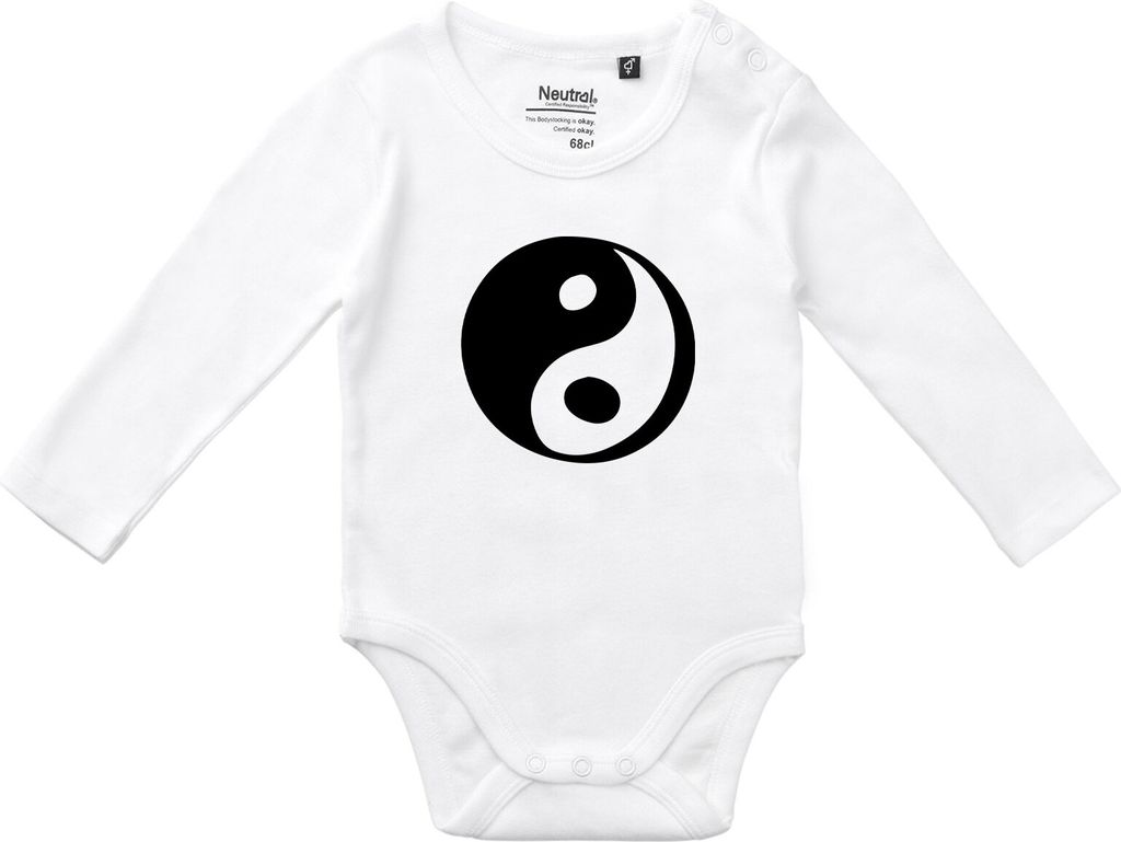 Huuraa Baby Body Yin und Yang Taoismus 62 White Baumwolle Fairtrade Langarmbody Geschenkidee
