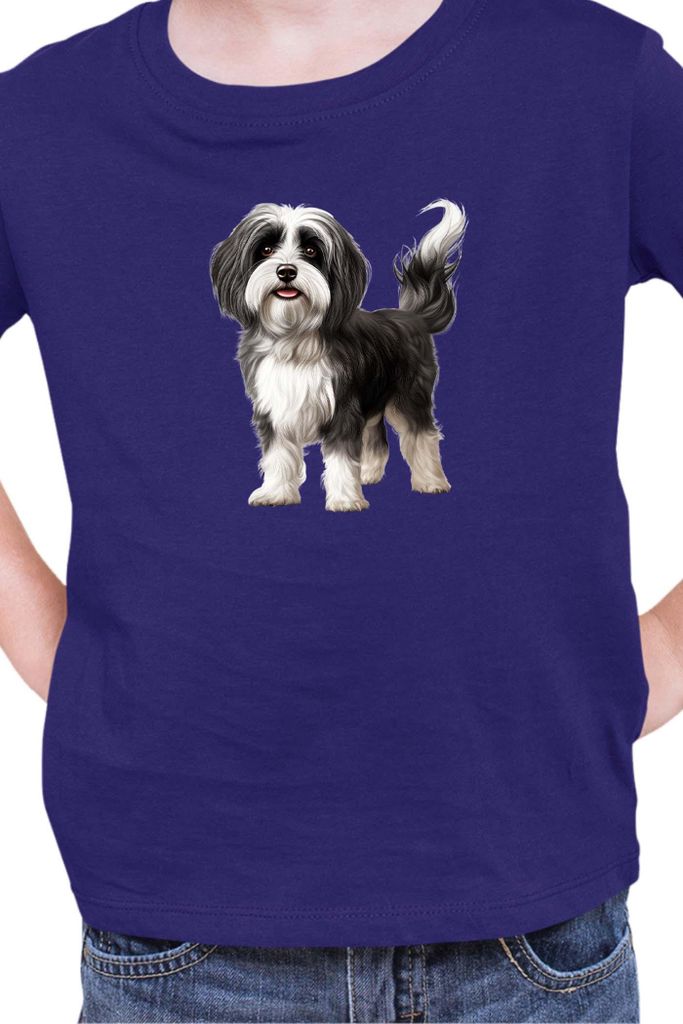 Kinder T-Shirt Dogs Breeds Havanese Dog Breed 005, 9-11 Jahr - 140 / Dunkelblau
