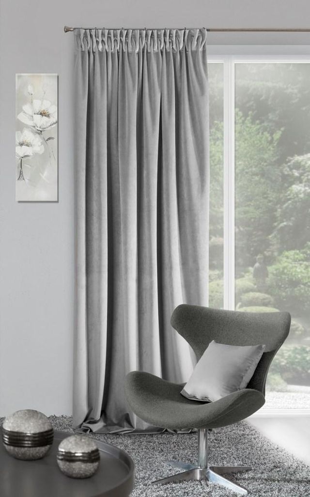 Eurofirany ROSA Tenda in Velluto con Fettuccia Arricciatenda - 1 Unità, Soffice, Pannello, Drappo Classico, Glamour, Elegante, Soggiorno, Camera da Letto, 290 g/m2, 140x270 cm, Grigio Grafite