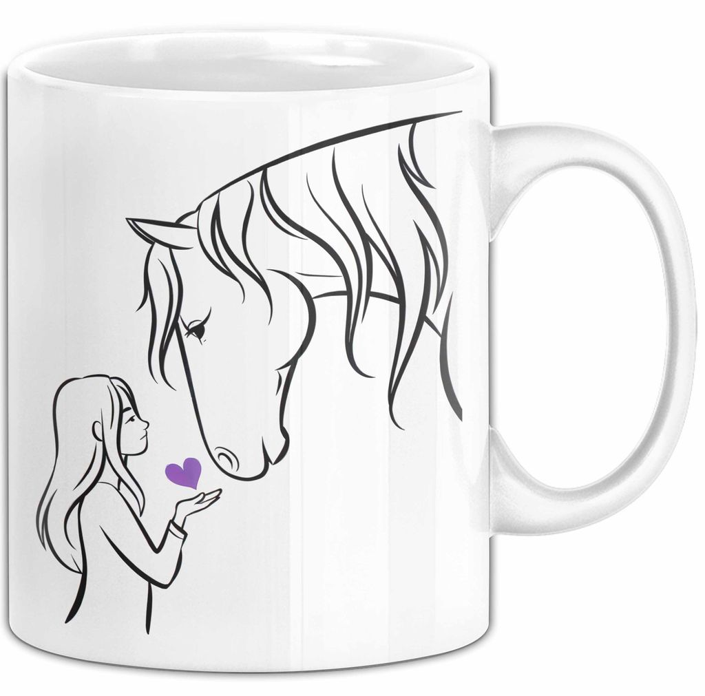 Pferde Tierliebhaber Mädchen Tasse Geschenk Lustige Geschenkidee Spruch (Weiß)
