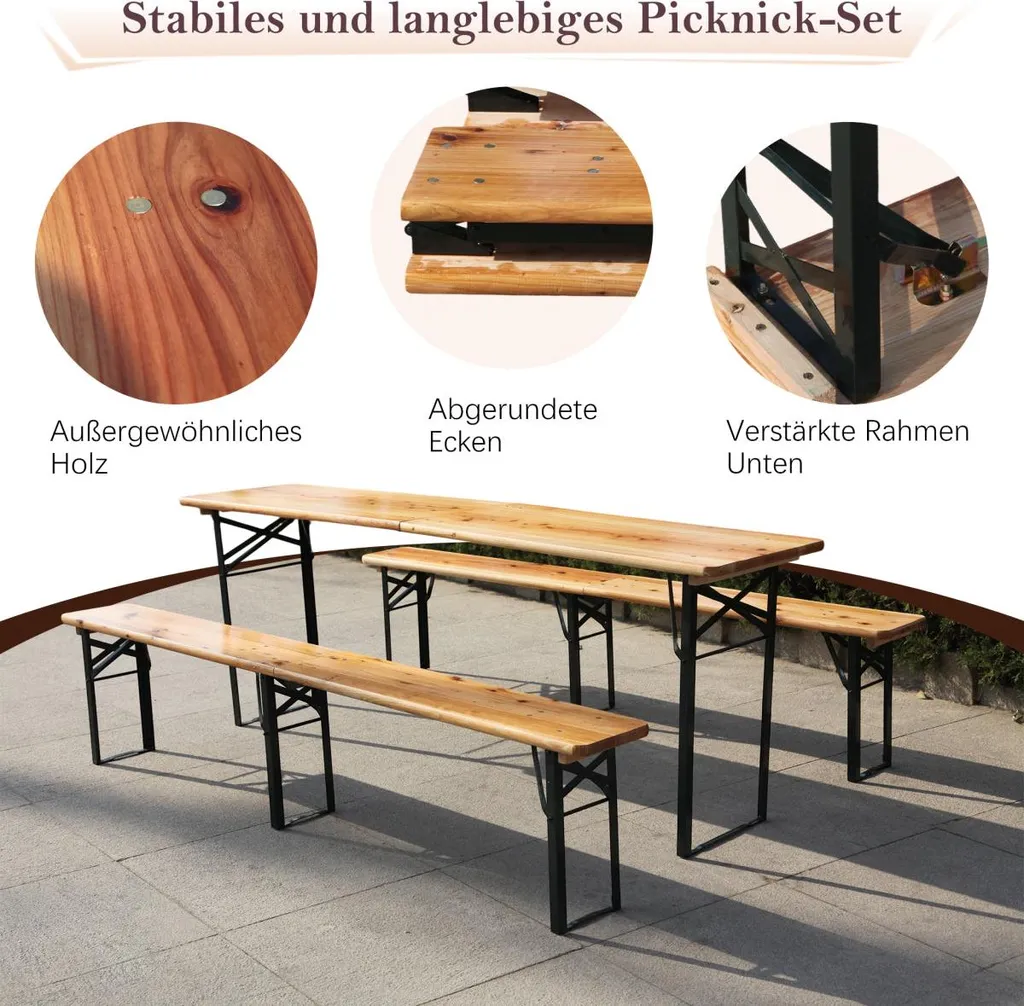 Table de réception robuste 220 cm et bancs pliables pour manque d'espace - 3