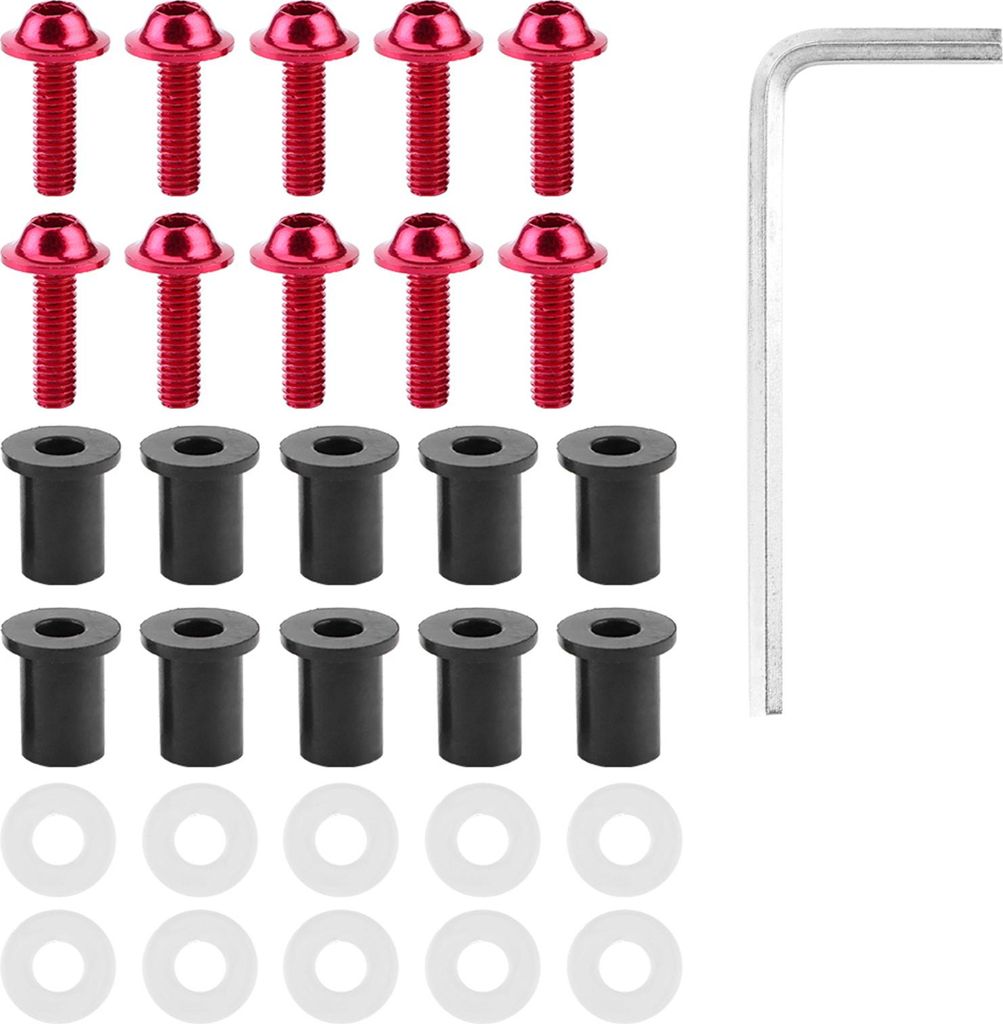 10pcs Motorrad -Windschutzscheibe -Schrauben Nusswaschmaschinen Universal Motorradverkleidung Montage Kitred