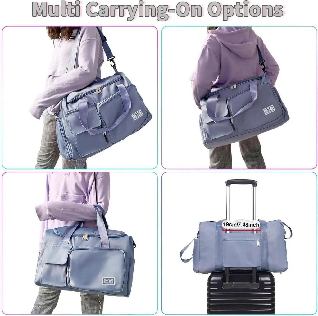 Sac de sport bleu 35L imperméable avec compartiment humide et baskets - 5