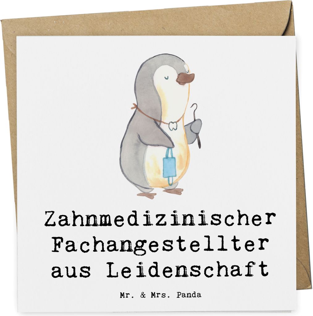Mr. & Mrs. Panda Glückwunschkarte Zahnmedizinischer Fachangestellter Leidenschaft - Weiß - Geschenk, Klappkarte, anlasskarte, faltkarte, Grußkar...