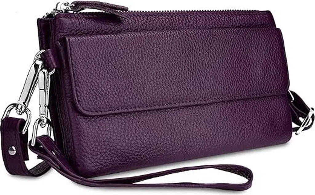 Petit sac de téléphone en cuir anti-RFID avec bandoulière ajustable