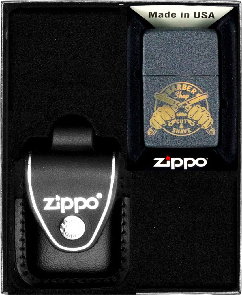 Feuerzeug-Set ZIPPO BARBER SHOP DESIGN Geschenk No3