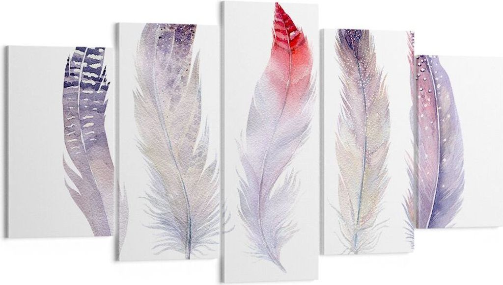 Bild auf Leinwand - Leinwandbild - Feder Tier Vogel Komposition - 160x85cm - Wand Bild - Wanddeko - Leinwanddruck - Bilder - Kunstdruck - Wanddekor...
