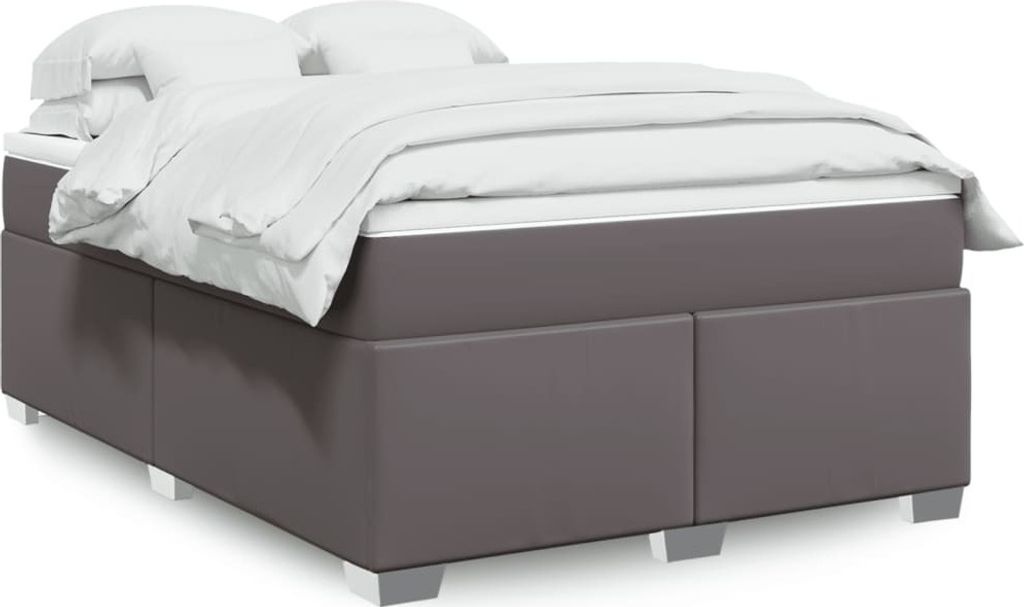 Maison Exclusive - Boxspringbett mit Matratze Grau 140x190 cm Kunstleder