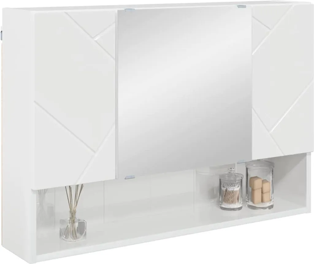 Specchiera Bagno 80 cm Bianco Lucido vidaXL | Design Minimalista - 3
