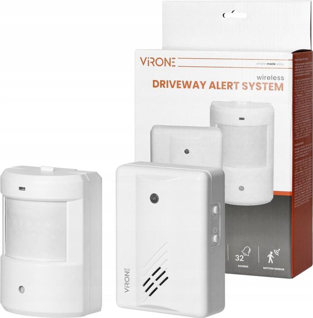 Détecteur de mouvement sans fil - 100 m - Blanc - Alarme Image du produit 