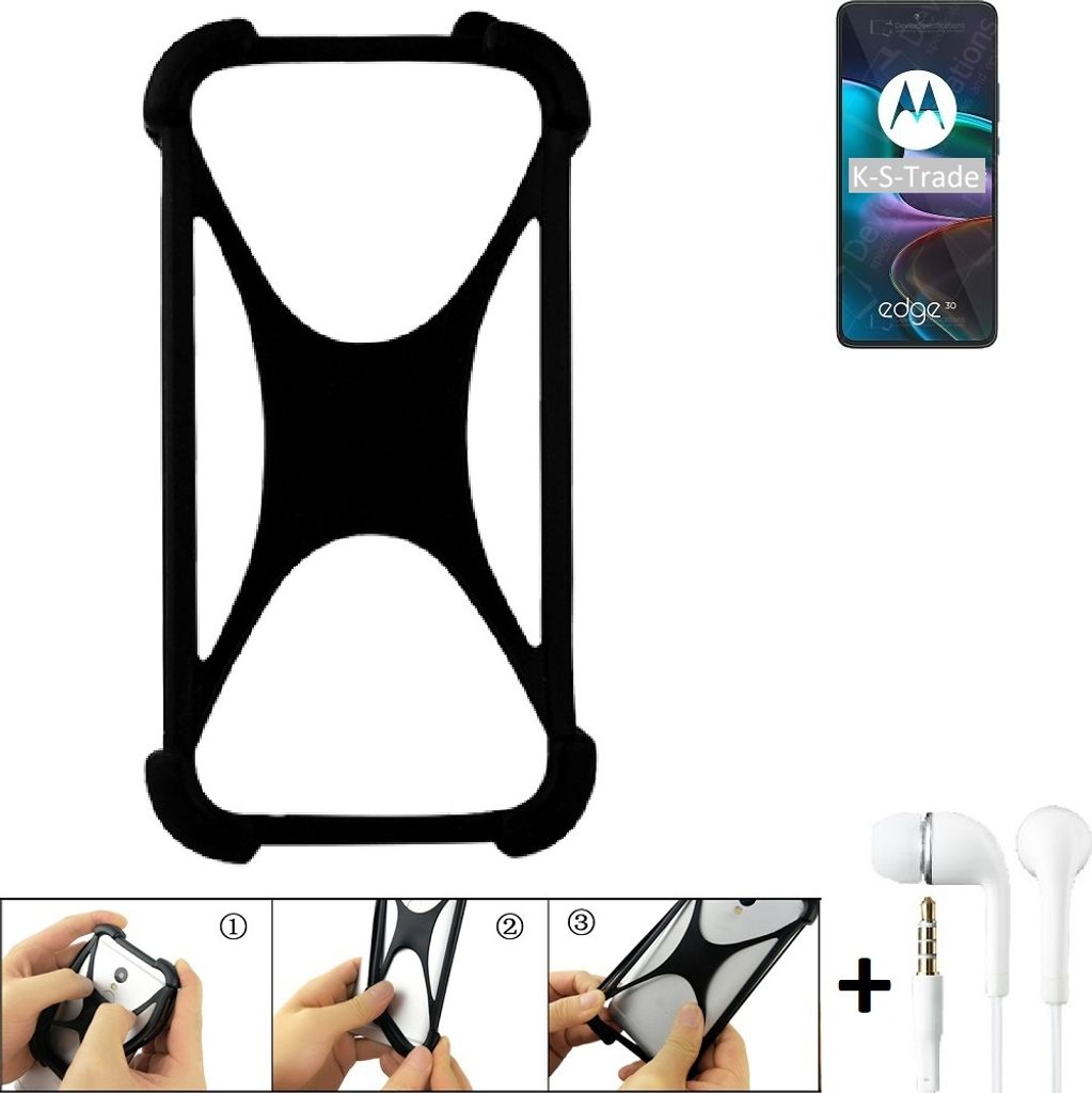 K-S-Trade Handy-Hülle + headphones kompatibel mit Motorola Edge 30 Schutz-Hülle Bumper Silikon Cover Case Silikoncase Silikonbumper TPU Softcase