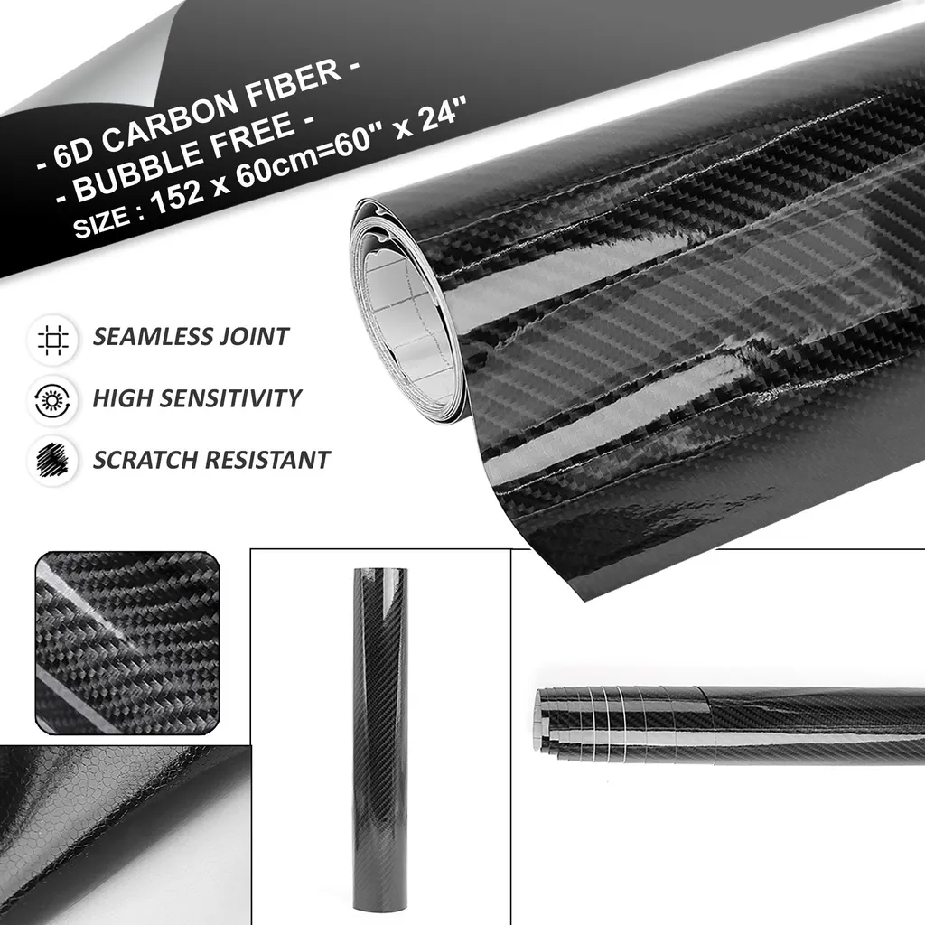 Film carbone 6D autocollant thermoformable 152x60cm avec pose facile