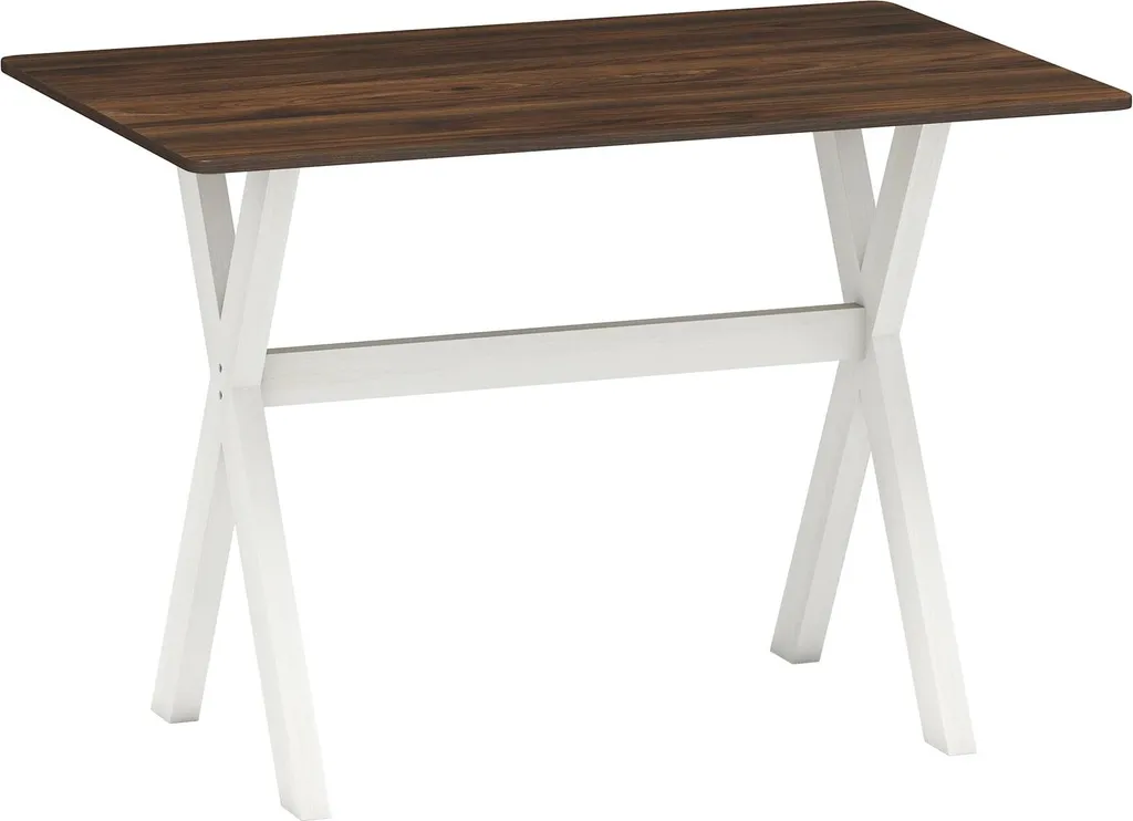 Petite table de cuisine rectangulaire noyer et métal noir 110 cm