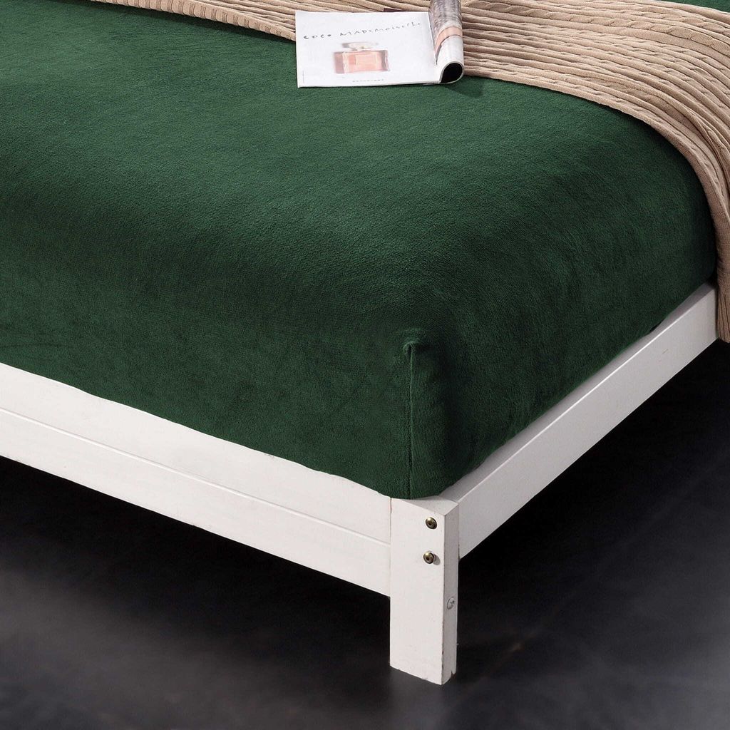 Spannbettlaken 140x200 - Flaschengrün - Mikrofaser - Waschbar - Zusätzliche 28 cm am Gummiband - Kuscheliges Material