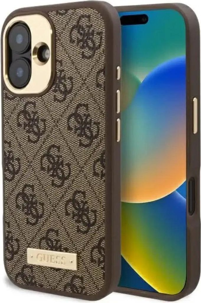 Guess GUHMP16SU4GPRW iPhone 16 6.1" braun hardcase 4G Logo Plate MagSafe Schutzhülle