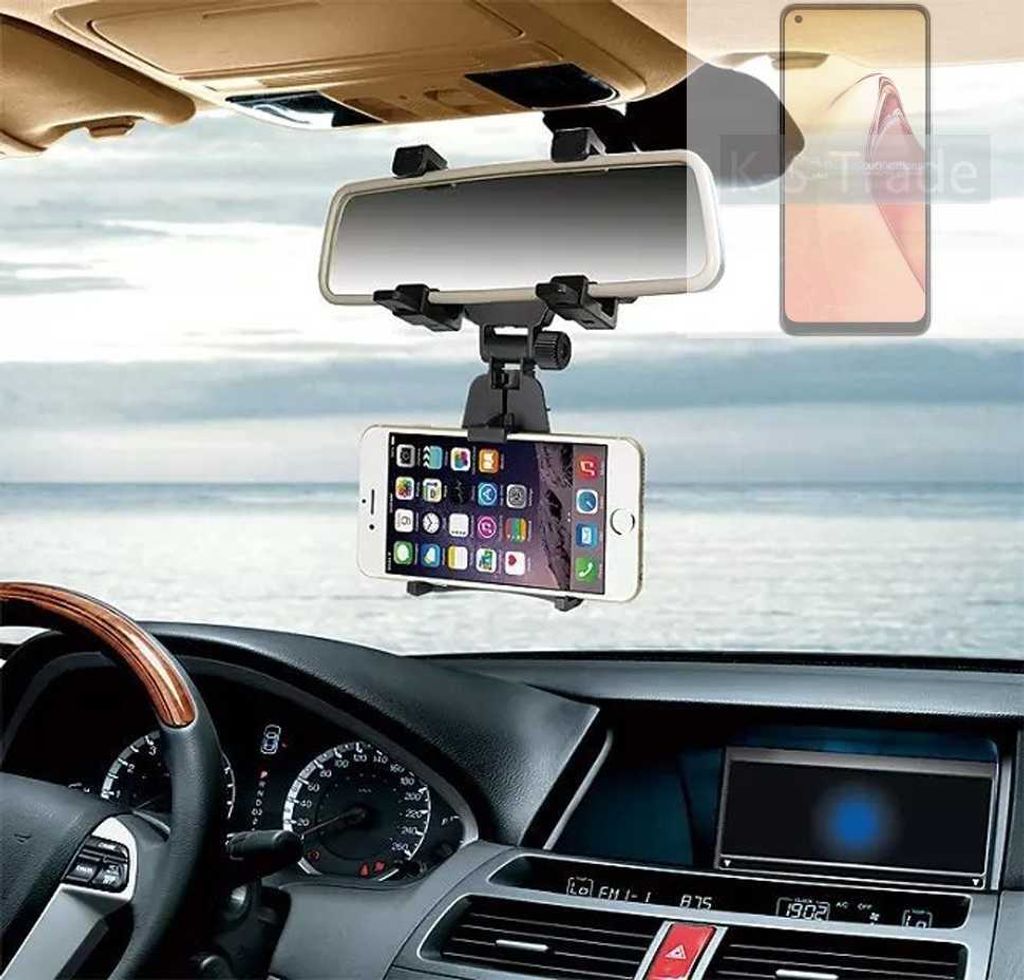 K-S-Trade Smartphone Halterung kompatibel mit Oppo Reno8 Rückspiegel Halterung schwarz Auto Halterung KFZ Halter