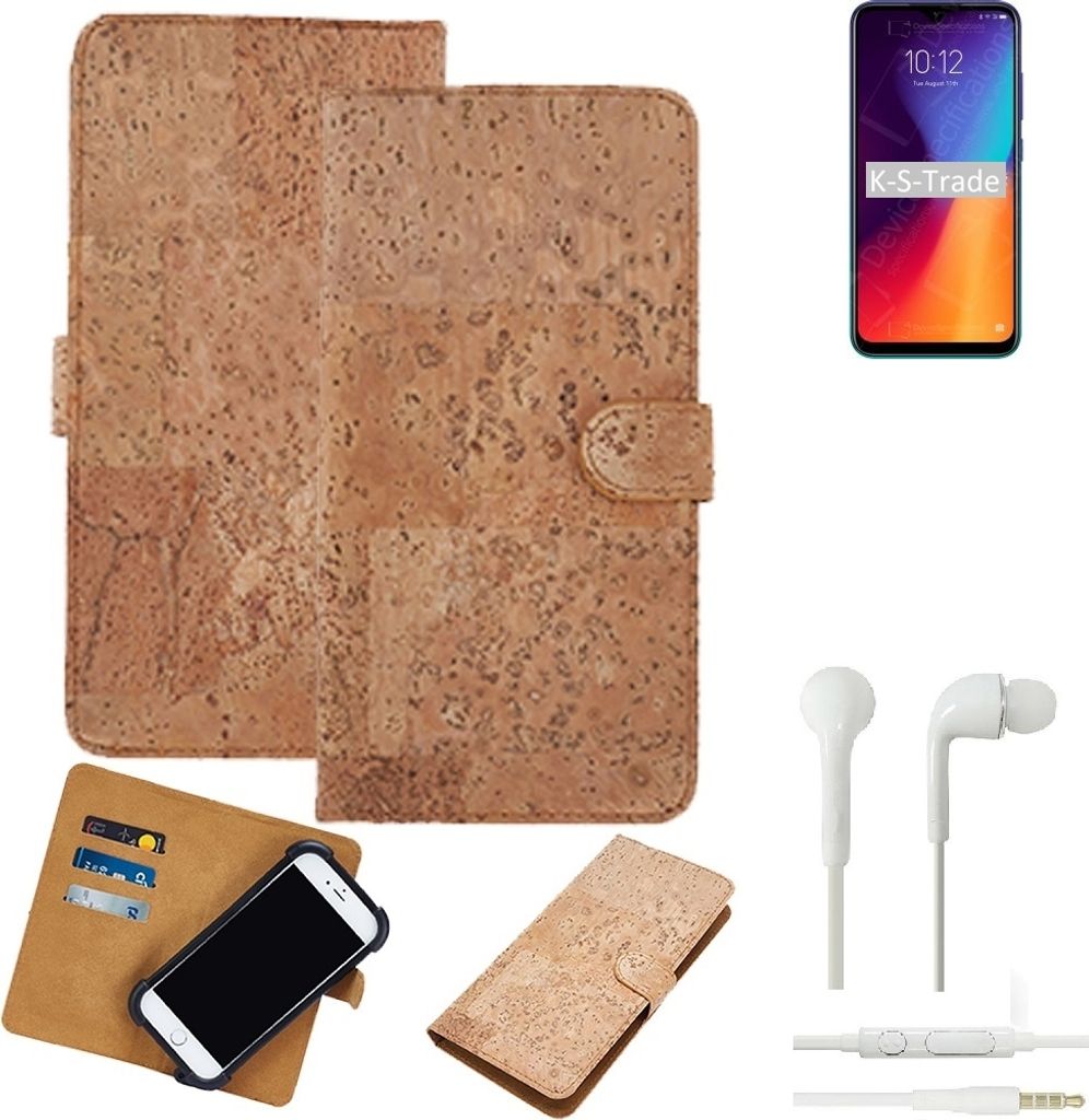 K-S-Trade Hülle kompatibel mit Lenovo K10 Plus + in ear Kopfhörer Kork Handyhülle Cover Schutzhülle TPU Case Bumper in Hellbraun, (1x)