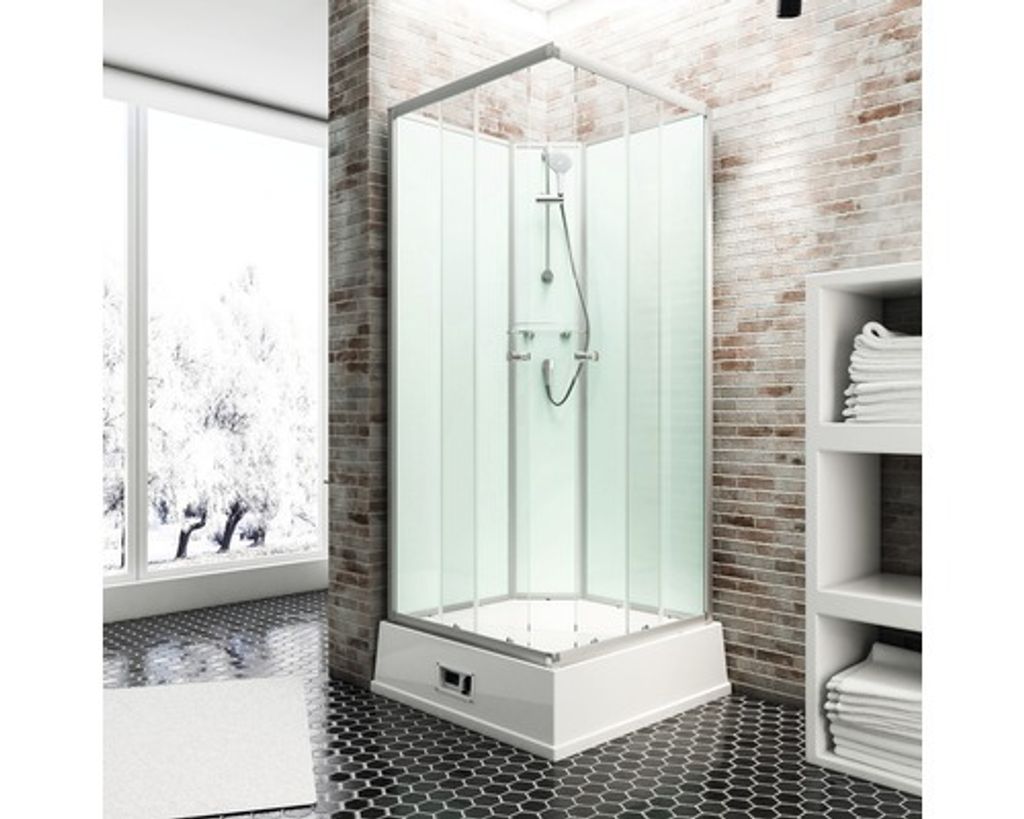 Komplettdusche SCHULTE Korfu 94 x 110 x 215 cm alu-natur Produktbild 