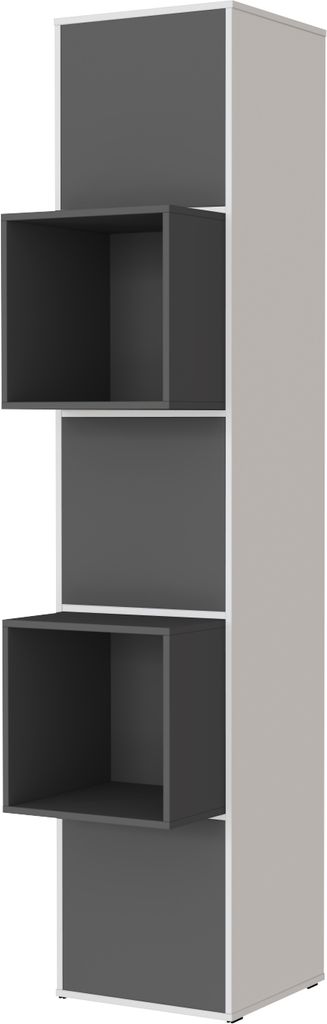 SMARTBett Standregal, Würfelregal für Wohnzimmer, Kinderzimmer, Schlafzimmer und Büro | Regal Weiss + 3 Türen und 2 Würfel Anthrazit