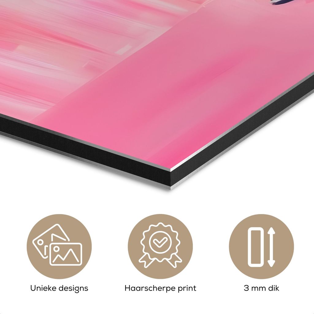 MuchoWow Wanddekoration Metall Metallbild Wandkunst 60x40 cm Rosa - Blumen - Cowboy MuchoWow Aluminium Gemälde - Gemälder