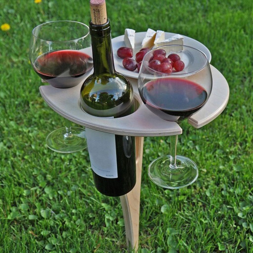Tragbarer Holz Outdoor klappbarer Picknick-Tisch Weinglas Racks Halter Strand DE 