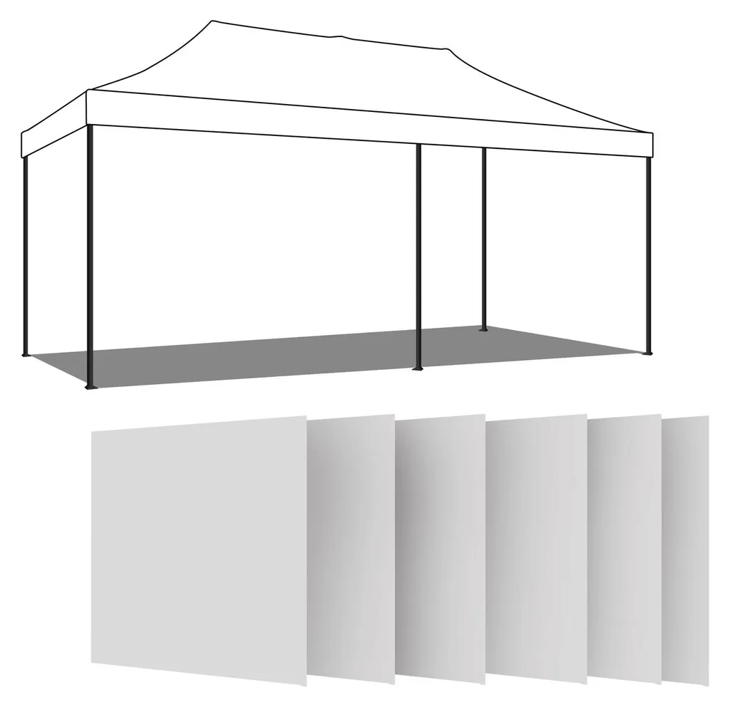 Parois de rechange pour tonnelle 3x6m - Pack de 6 rideaux avec velcro