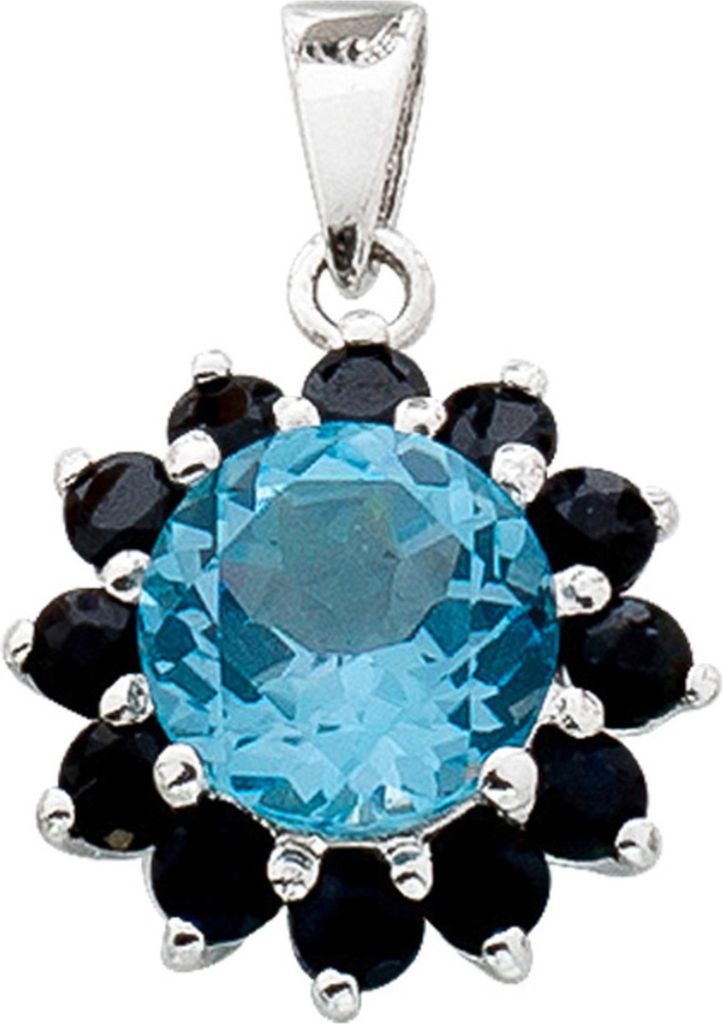 Saphir Anhänger Silber 925 blauer Blautopas nachtblaue Edelsteine